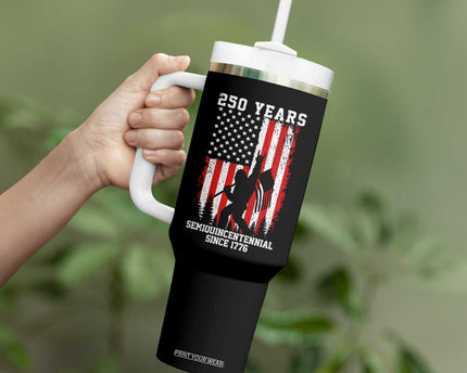 250th Anniversary USA Tumbler With Handle Bigfoot Patriotic American USA Flag