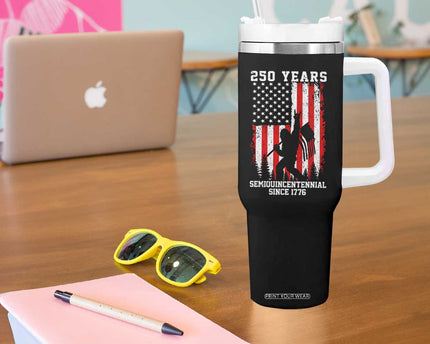 250th Anniversary USA Tumbler With Handle Bigfoot Patriotic American USA Flag