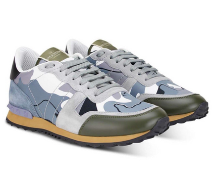 Men's Valentino Camo Rock Runners Grey Olive Sneakers
