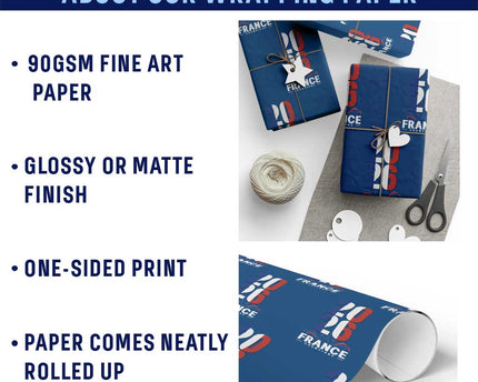 Vintage France Soccer Fan Wrapping Paper Roll French Football Pride 2026