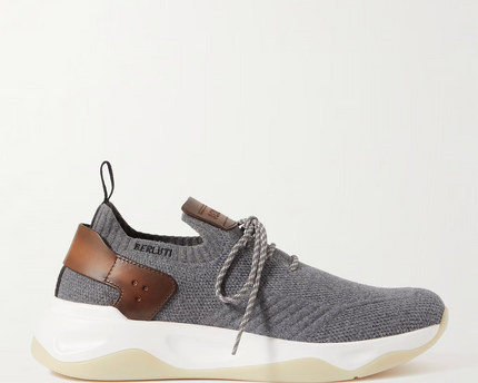 Men's Berluti Shadow Embroidered Gray  Sneakers