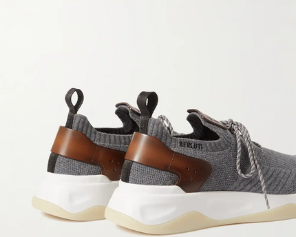 Men's Berluti Shadow Embroidered Gray  Sneakers