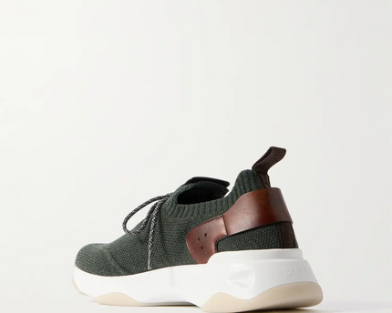 Men's Berluti Shadow Embroidered Green Sneakers