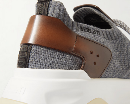 Men's Berluti Shadow Embroidered Gray  Sneakers