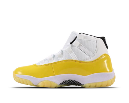 Men's Nike Air Jordan 11 White and Yellow Shoes