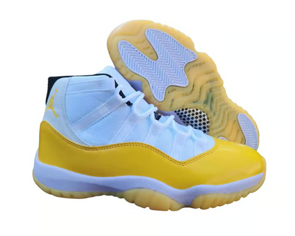 Men's Nike Air Jordan 11 White and Yellow Shoes