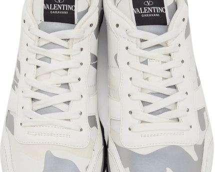 Men's Valentino Camo Rock Runners White & Silver Sneakers
